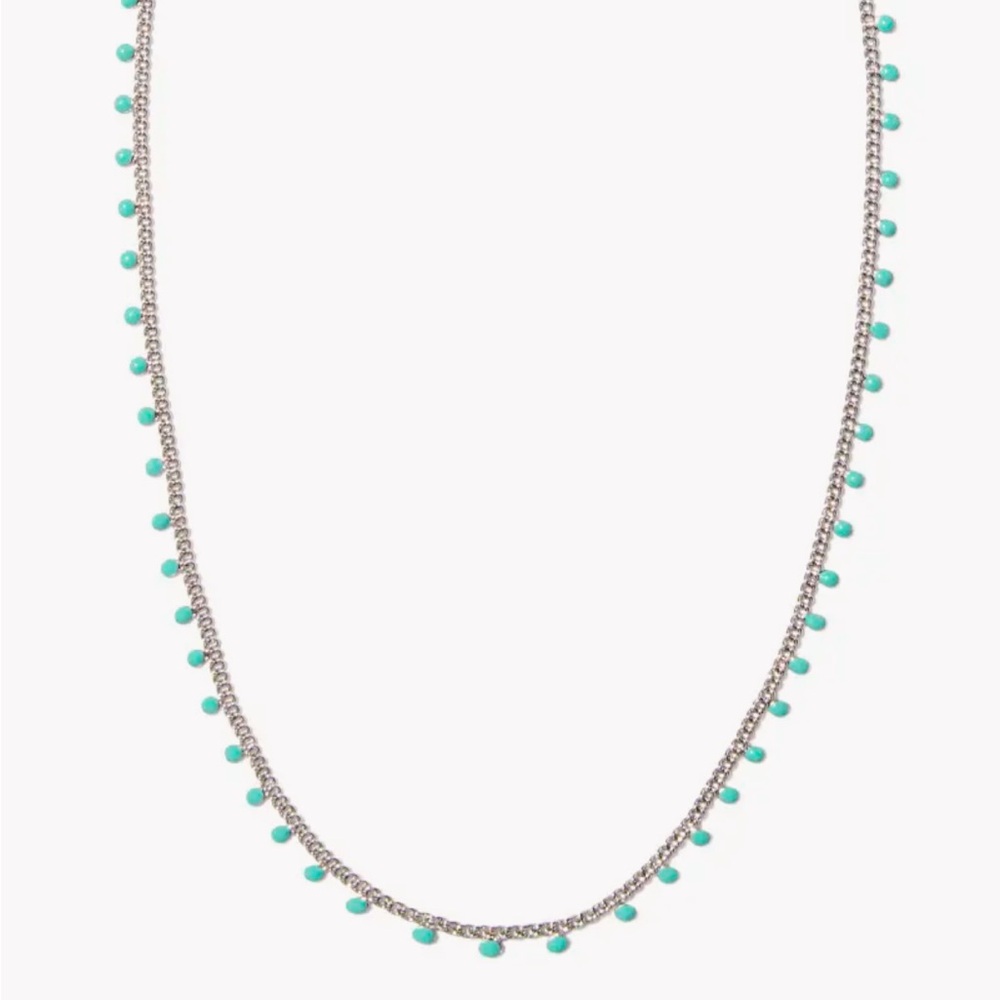 Kendra Scott Kelsey Necklace, Silver & Blue Enamel